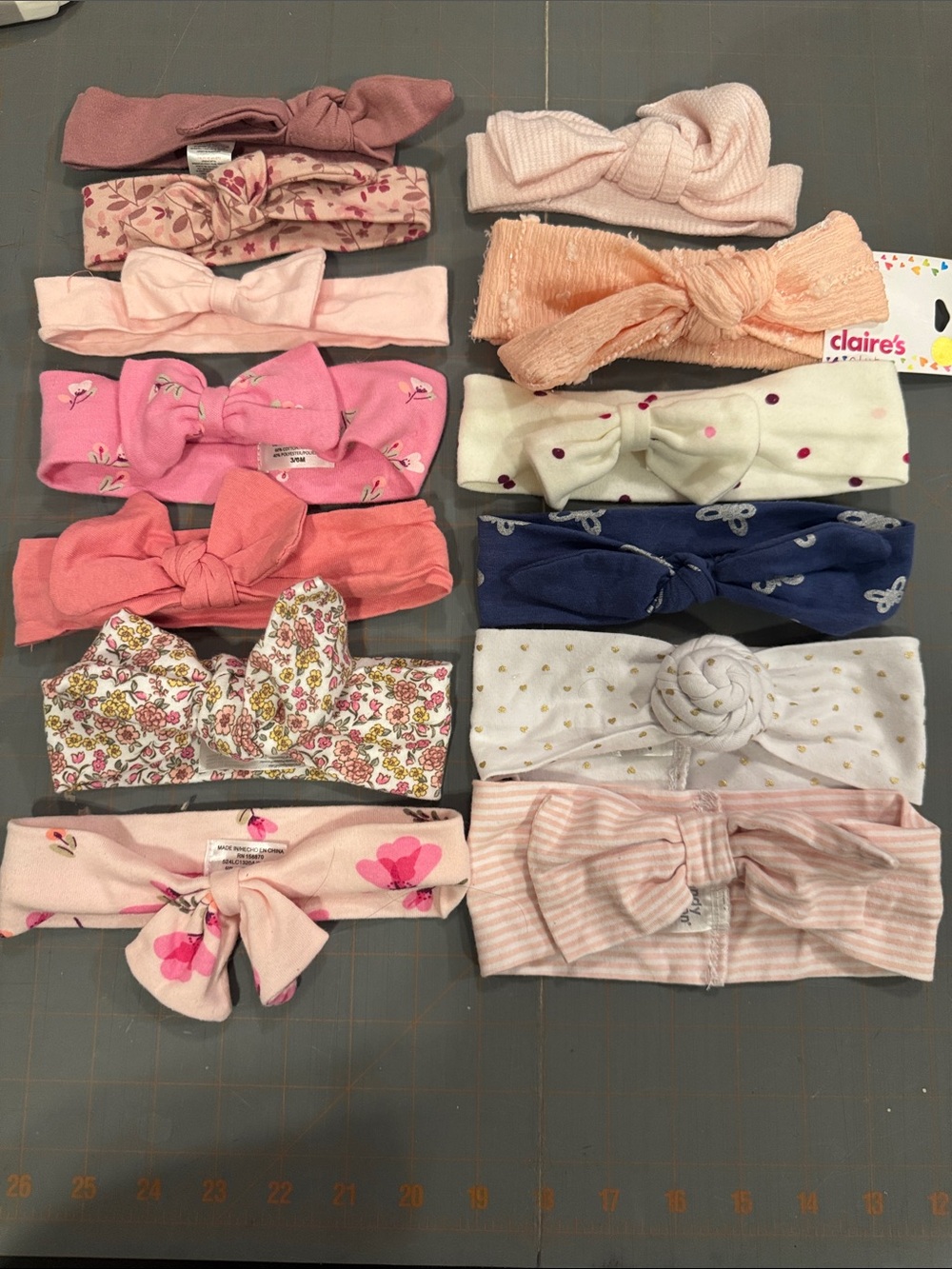 Set of 13 Pink & Neutral Girls' Knot Headband Set